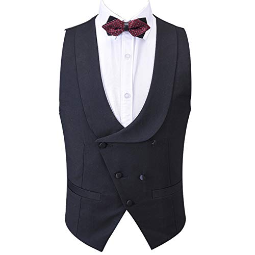 Mens Suit Vest Double Breasted Waistcoat Groom Wedding Party Suit Vest