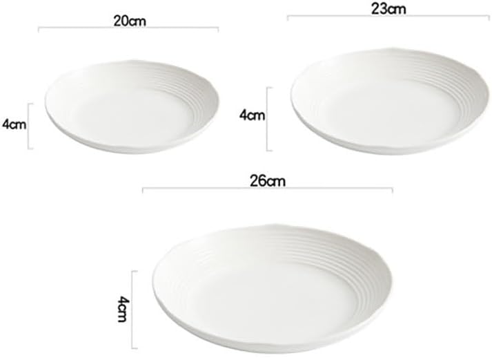Ceramic plates,dessert plates,Plates Pure White Ceramic Horizontal Pattern Deep Plate Restaurant Salad Plate Dessert Plate Cold Dish Plate(7.8 Inch)