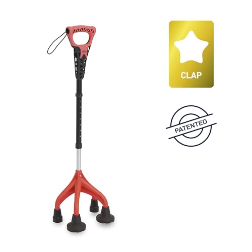 KMINA Quad Cane for Women and Men (Sturdy 3.3 lbs), 4 Prong Cane for Stability and Balance, Ergonomic Handle, Supports 350 lbs, Patented Design, Made in Europe