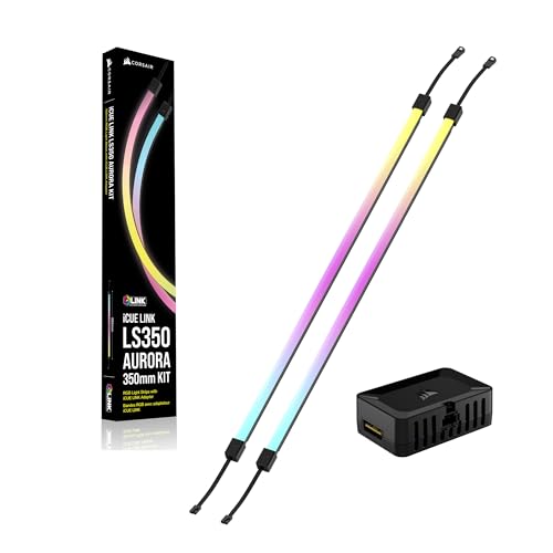 Image of CORSAIR iCUE Link LS350 Aurora RGB Light Strips 350mm Kit - 2X Magnetic Diffused Individually Addressable RGB LED Strips - iCUE Link Adapter and ARGB to iCUE 3-Pin Adapter Cable Included