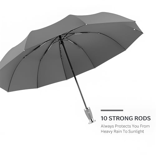 Image of STAR WORK UV Protection Travel Umbrella - Compact Folding Umbrella for Sun & Rain - Windproof, Waterproof, Auto Open /Close - Portable & Lightweight for Women & Men.