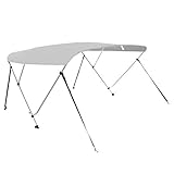 VINGLI 3 Bow Bimini Top for Boats Sun Shade Canopy Cover Waterproof with 4 Straps Support Poles Mounting Hardwares & Storage Boot (6'L x 46" H x 67"-72" W, Light Gray)