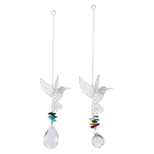 Hemoton 2Pcs Hummingbird Cristais Enfeites Sun Catcher Presentes Sazonais Claro Pendurado Ornamento