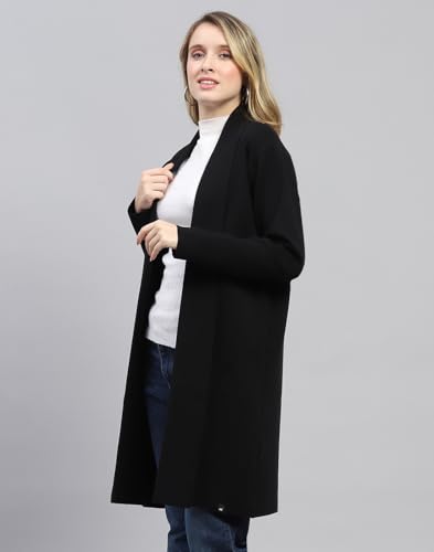 Image of Monte Carlo Womens Regular Fit Full Sleeve Front Open Solid Winter Cardigan (Pack of 1)