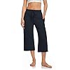 UEU Womens Plus Size Capris Loose Cropped Yoga Pants 2XL Wide Leg Lightweight Lounge Pajama Capri Sweatpants with Pochets(Navy,XXL)
