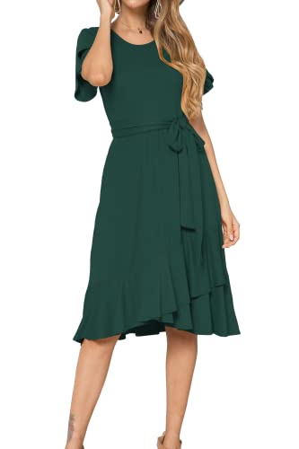 levaca-Womens-Plain-Casual-Flowy-Short-Sleeve-Midi-Dress-with-Belt