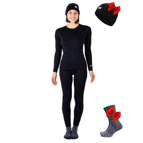 Merino.tech Merino Wool Base Layer Women Set - Midweight Merino Wool Underwear Women Top