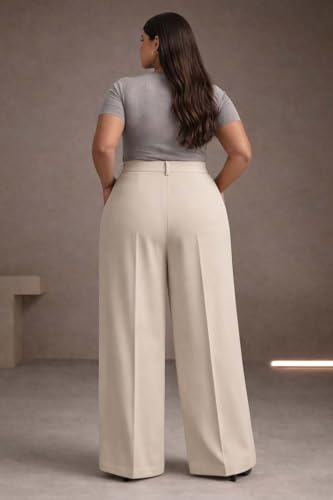 Image of KOTTY Plus Size Women's High Waist Comfortable Straight Fit Formal Pants