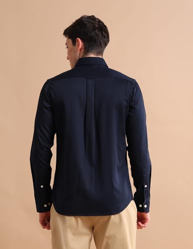 Image of U.S. Polo ASSN. Solid Tailored Fit Shirt for Men - 100% Cotton, Breathable & Comfortable, Full Sleeves Casual Shirt for Men