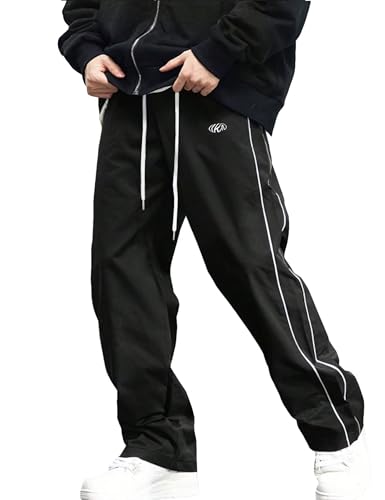 Mens Lightweight Sweatpants Y2k Drawstring Baggy Track Pants Cool Parachute Pants Streetwear