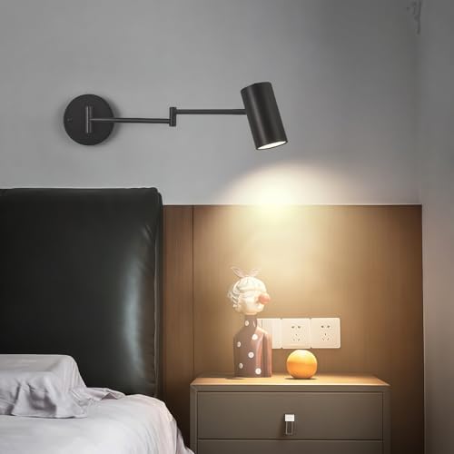 Image of Swing Arm Wall Lamp 5W LED 3000k Warm White for Living Room, Indoor Metal Wall Light with Adjustable Lighting Angle for Bedroom, Study Room, Hotel