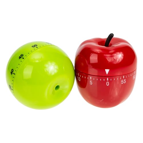 FESTFENDS 2pcs Mechanical Kitchen Timers Apple Shape Clear Sound Loud Alarm Countdown Reminder for Cooking and Learning Use Easy Operation for All Ages