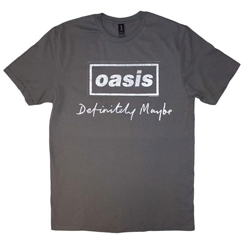 Rock Off officially licensed products Oasis Definitely Maybe Distressed Text T Shirt XL Grey