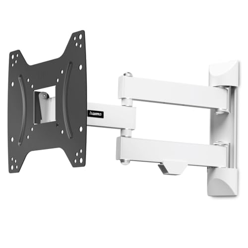 Hama TV Wandhalterung schwenkbar, neigbar, ausziehbar (TV Wandhalterung 19-48 Zoll, VESA 75x75 bis VESA 200x200, bis 20kg, 3 Gelenke, mit Fischer-Dübeln & Montageanleitung) schwarz-weiß