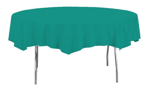 Creative Converting Octy-Round Plastic Table Cover, 82-Inch, Tropical Teal
