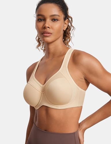 Image of SYROKAN Women's Full Support High Impact Racerback Lightly Lined Underwire Sports Bra