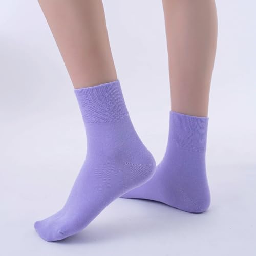 Image of HUGSWEET Thin Soft Cotton Crew Socks for Women Ankle above Bootie Socks Gifts for Women 5-10 Pairs