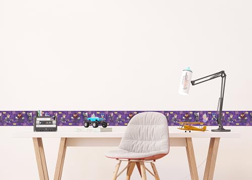Selbstklebende Bordüre Sonic Prime AG Design, AWBD 8040 | Wasserfest Kinderzimmer Wand Aufkleber Dekoration | Wandbordüre für Mädchen und Junge | Folie, Mehrfarbig | Breite 500 cm x Höhe 13.8 cm