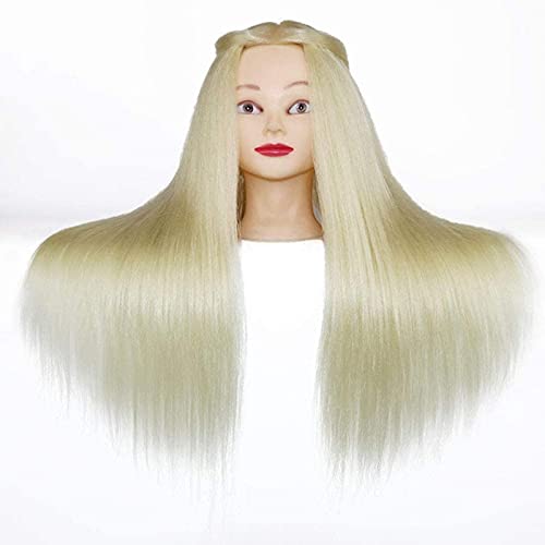 Schneiderpuppe Weiblich verstellbar Trainingskopf, Friseurkopf 19"Haar Styling Kopf Kosmetik Friseur Mannequin Maniki schneiderbüste ständer (Color : White) Cover