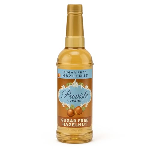 Previsto Sugar-Free Beverage Syrup – 25.4 fl oz (Coffee, Tea &amp; Desserts) (large, Hazelnut)