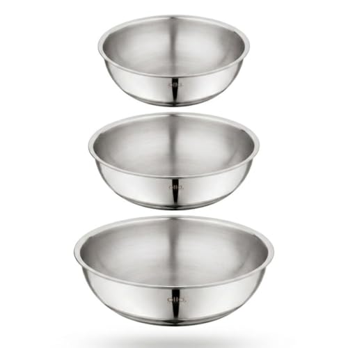 Image of Allo Triply Stainless Steel Tasla|Ideal Tasla for Curry /Stir-Fry /Deep-Fry /DryVeg /Saut Induction Friendly, Heavy Base Kadhai Naturally Non-Stick | Set of 3Pcs 1.2Ltr, 1.5Ltr, 2Ltr | 10 Years Warranty