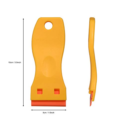 Image of EHDIS 1.5 inch Plastic Razor Scraper Tool with 10pcs Double Edged Blades for Adhesive Remover,Removing Labels Stickers Decals Taping on Glass Windows(Yellow)