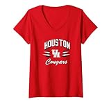 Women's Houston Cougars Retro Diamond Red Officially Licensed V-Neck T-Shirt