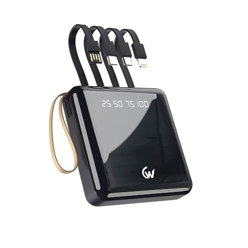 Image of 15W Fast Charging 10000mAh Power Bank with 4 in 1 Detachable Cable (Lightn-ing, Type-C, Micro Output, USB-A Input) & Dual Input (Type-C & Micro) Universal Compatibility (Li-Poly, Black)