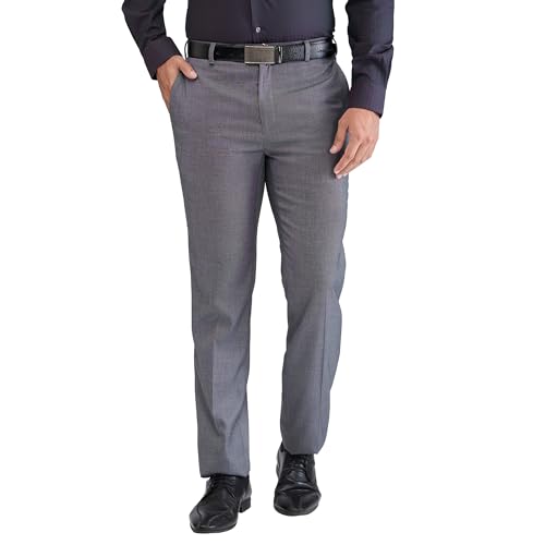 Image of Raymond Men Contemporary Fit Structure Pattern Terry Rayon Blend Pleatless Formal Trouser