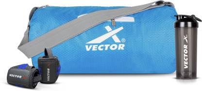 Vector X All in One Multipurpose Gym Bag Kit-Attacker 17 L Gym Sports Duffel Bag + Wrist Strap for Gym & Fitness Wrist Support + Nitro 700 ml Protein Shaker Bottle for Men & Women (Blue)