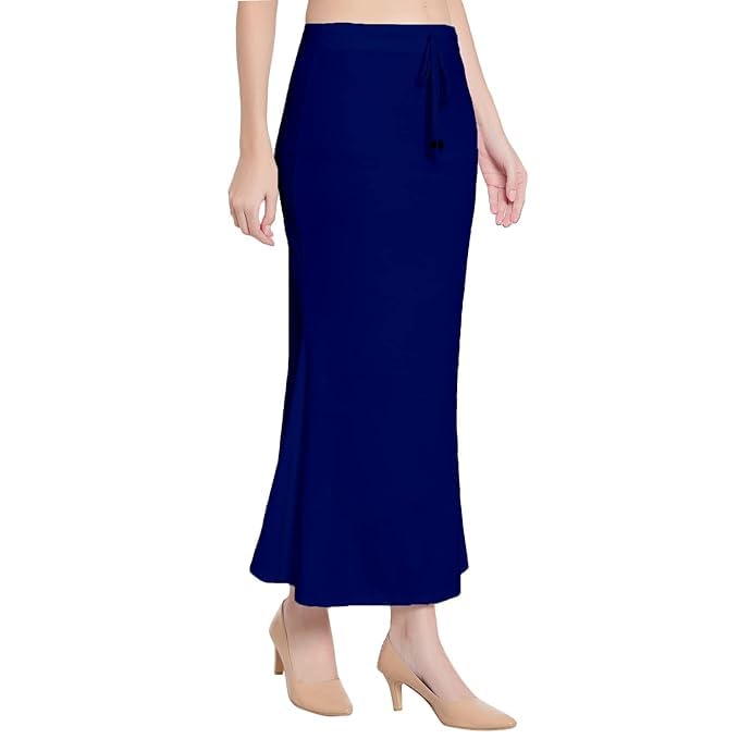 Image of Saree Shapewear Petticoat for Women Cotton Blended Lycra Shaper Petticoat with Elastic & Lace (Drawstring) Long Under Skirt Fishcut Wrinkle Free Shapewear