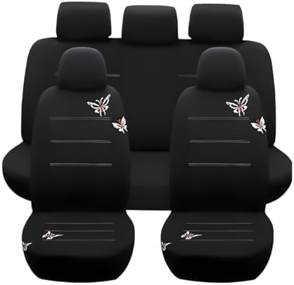 9PCS Full Set Car Seat Covers, Automotive Front and Rear Split Bench Protector Cover Set, Light Breathable Durable Washable, Airbag Compatible, Universal for SUV, Truck, RV, Van, Sedan