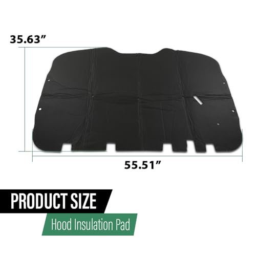 LQI Hood Insulation Pad 1/2" with Clips Compatible with Chevy Tahoe Suburban 1500 2500 2000-2006 Black PET