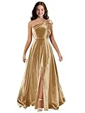 EMOZOM Gold Junior Bridesmaid Dress Sleeveless Girls' Special Occasion Girls Wedding Guest Dresses with Bow Maxi Pleated Ruffle Bridesmaid Dresses Size 10-12 BDV09,US,Size 12