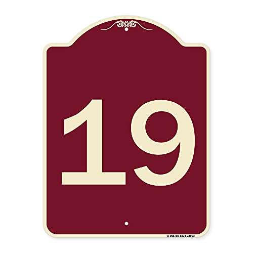 SignMission Designer Series Sign - Sign with Number '19 | Burgundy 18" x 24" Heavy-Gauge Aluminum Architectural Sign | Protect Your Business & Municipality | Made in The USA