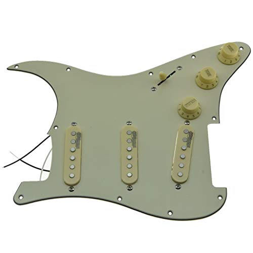 Dopro Loaded Guitar Pickguard with Wilkinson Pickups Prewired ST Pickguard for FD Strat Stratocaster Made In USA/Mexico Aged White - Image 3