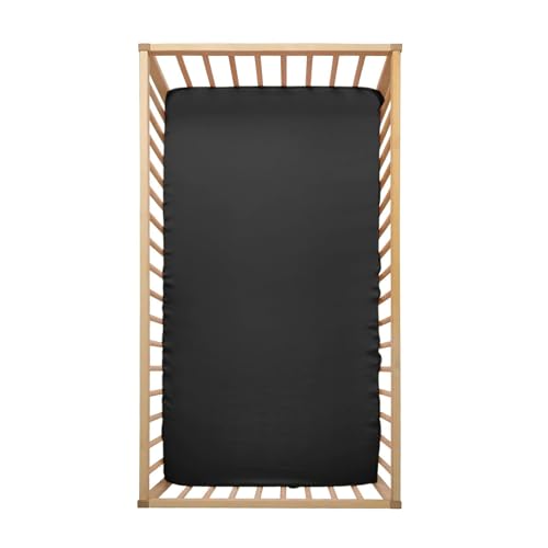 Image of Pro Goleem Satin Soft Crib Sheet Great for Baby with Sensitive Hair Silky Baby Sheet Black 52''x28''x8'' Unisex Fitted Sheet Gift for Boys and Girls