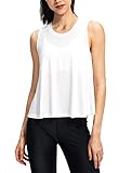 Women's Tank Tops Loose Fit Crop Tops Sleeveless Shirts High Neck Cropped Yoga Running Athletic Workout Tank Top for Women(White, S)
