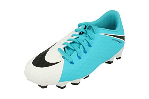Nike Jr Hypervenom Phelon III FG (White/Black/Photo Blue) (5.5Y)