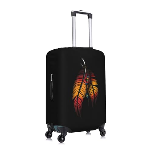Native American Feather Travel Luggage Cover Suitcase Protector Fits 18-32 Inch Luggage, X-Large, Black3