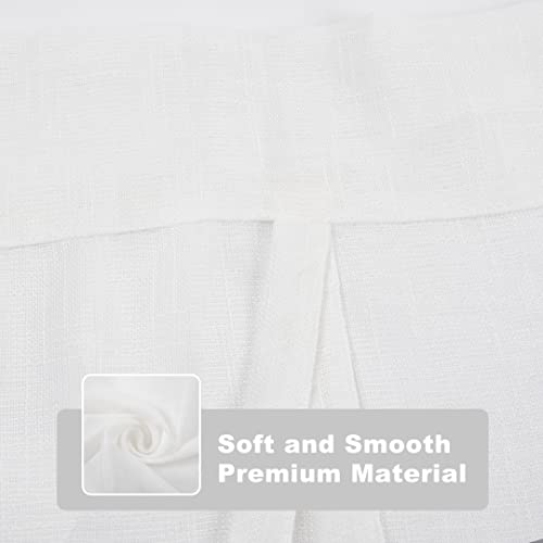 Driftaway Solid Color Faux Linen Slub Sheer Voile Tie Up Decorative Linen Curtains Adjustable Balloon Rod Pocket Window Curtains For Small Window 25 Inch By 47 Inch White #TOP4