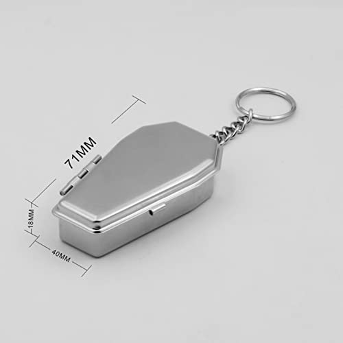 Image of 1PC Portable Ashtray Mini Ash Tray with Lids Smell Proof, Metal Coffin Shape Pocket Ashtray, Key Chain Small Car Ashtrays for Outdoor, Travelling, Camping