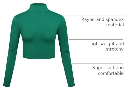 Image of Kindcall Lightweight Mock Turtleneck Crop Tops Long Sleeve Casual Base Layer for Women