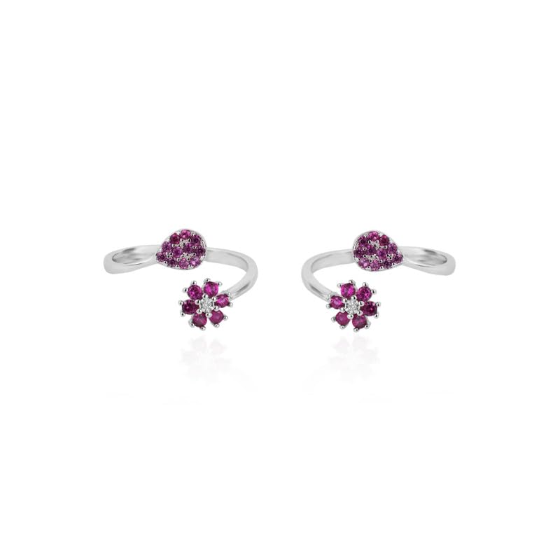 925 Silver Pink Flower & Leaf Toe Ring - Sweet & Playful | Gift for Every Occassion | With Certificate of Authenticity and 925 Stamp | 6 Month Warranty-image-30