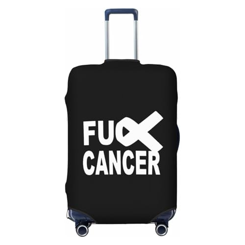 Fuck Cancer with Ribbon for Awareness Travel Luggage Cover Suitcase Protector Fits 18-21 Inch Case(Black,S)