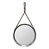 Stonebriar rustic round galvanized metal mirror with rope hanging loop farmhouse home decor for bathroom bedroom and living room 119 grey  urban country home decor