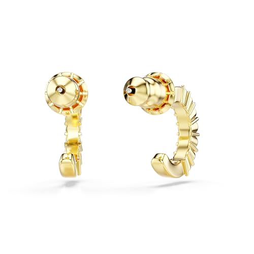 Swarovski Mini Hoop hoop earrings, Round cut, Pink, Gold-tone finish4