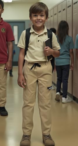 INGEAR Boys Cargo Jogger Pants, Elastic Waist, Zipper Pockets, Casual School Trousers4