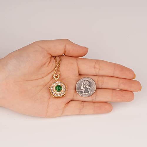 Dainty Good Luck Necklace Luxury Green Jade Amulet Protection Pendant with 18K Gold Plated Chain Fidget Necklaces for Anxiety Jewelry4