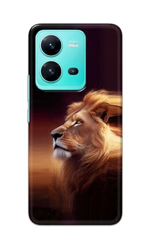 Image of Plastic Printfidaa Printed Hard Back Cover Case For Vivo V25 Back Cover (Danger Lion) -112, Multi